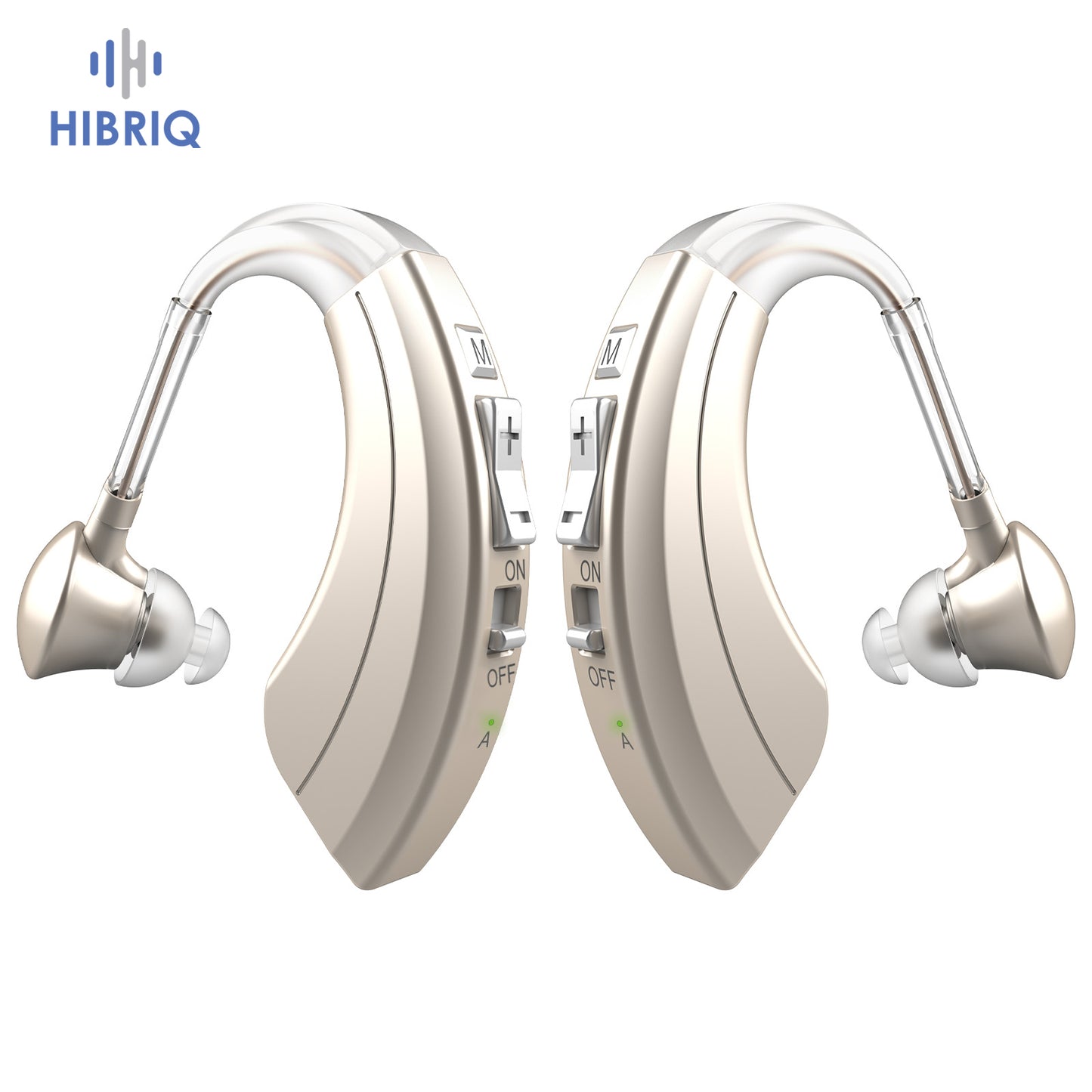 HIBRIQ VHP-1220AX Digital Hearing Aids for Adults, USB Rechargeable Sound Amplifiers with Adjustable Volume & Modes, Intelligent Noise Reduction Sound Devices, Gold, Binaural