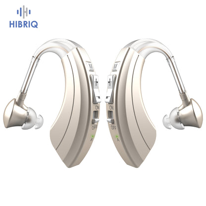 HIBRIQ VHP-1220AX Digital Hearing Aids for Adults, USB Rechargeable Sound Amplifiers with Adjustable Volume & Modes, Intelligent Noise Reduction Sound Devices, Gold, Binaural