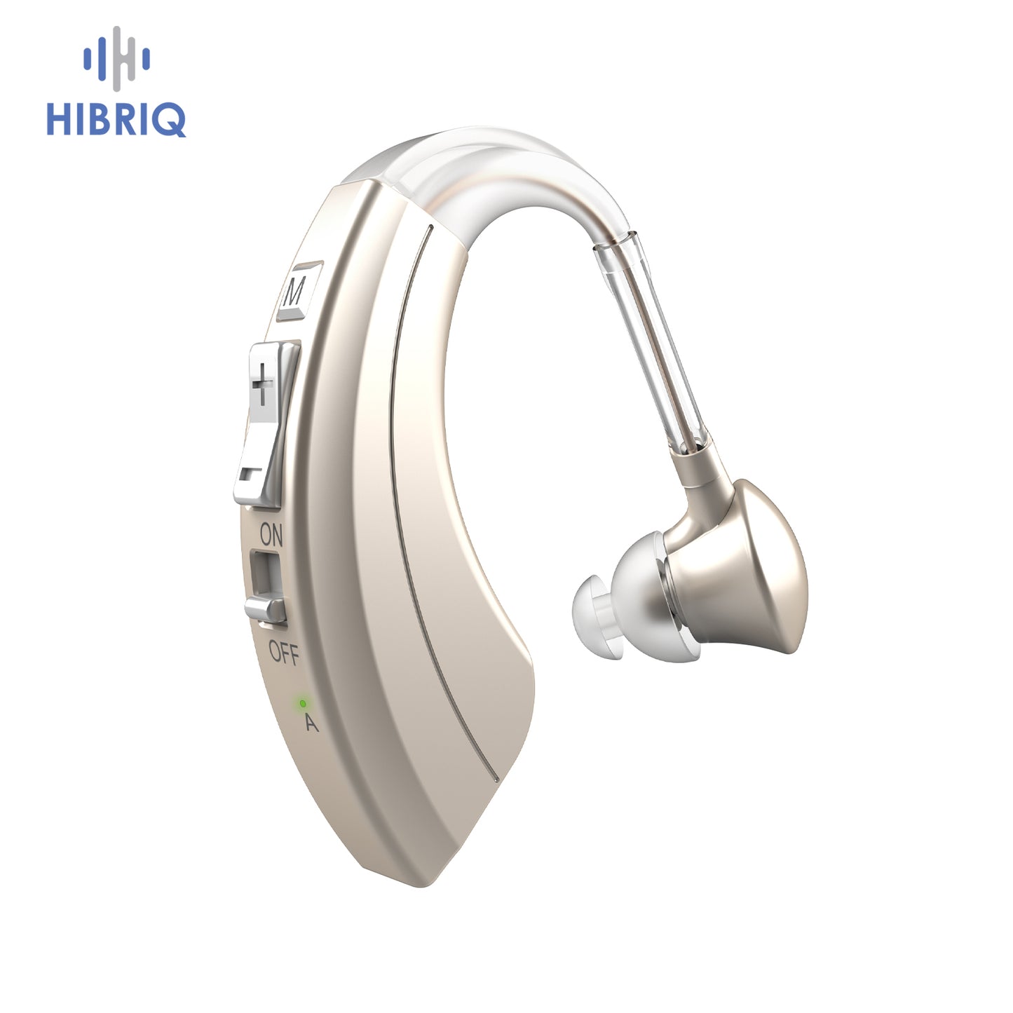 HIBRIQ VHP-1220AX Digital Hearing Aid for Adults, USB Rechargeable Sound Amplifier with Adjustable Volume & Modes, Intelligent Noise Reduction Sound Device, Gold, Single