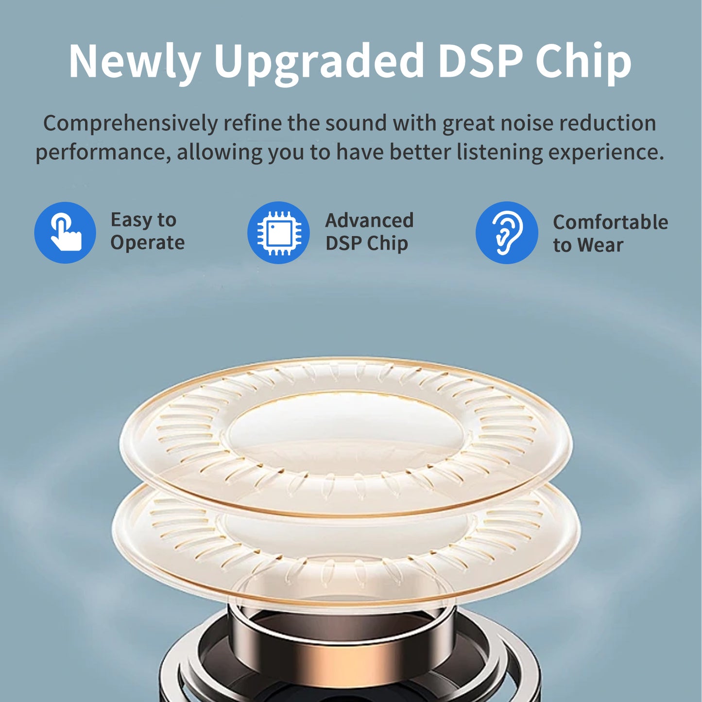 HIBRIQ VHP-1633 Hearing Aids, Rechargeable Hearing Amplifiers with Charging Dock, Binaural, 32-Channel True OTC Hearing Amplifier with Noise Cancellation, Comfortable Design, Beige