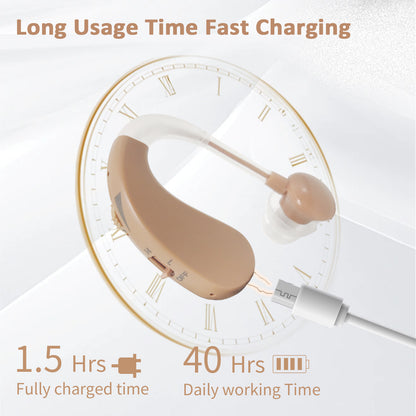 HIBRIQ VHP-1204 Hearing Aid for adults - Adjustable Noise Canceling Sound Amplifier for Adults with Hearing Loss - In-Ear Hearing Amplifier with Volume Control and Long-Lasting Lithium Battery.