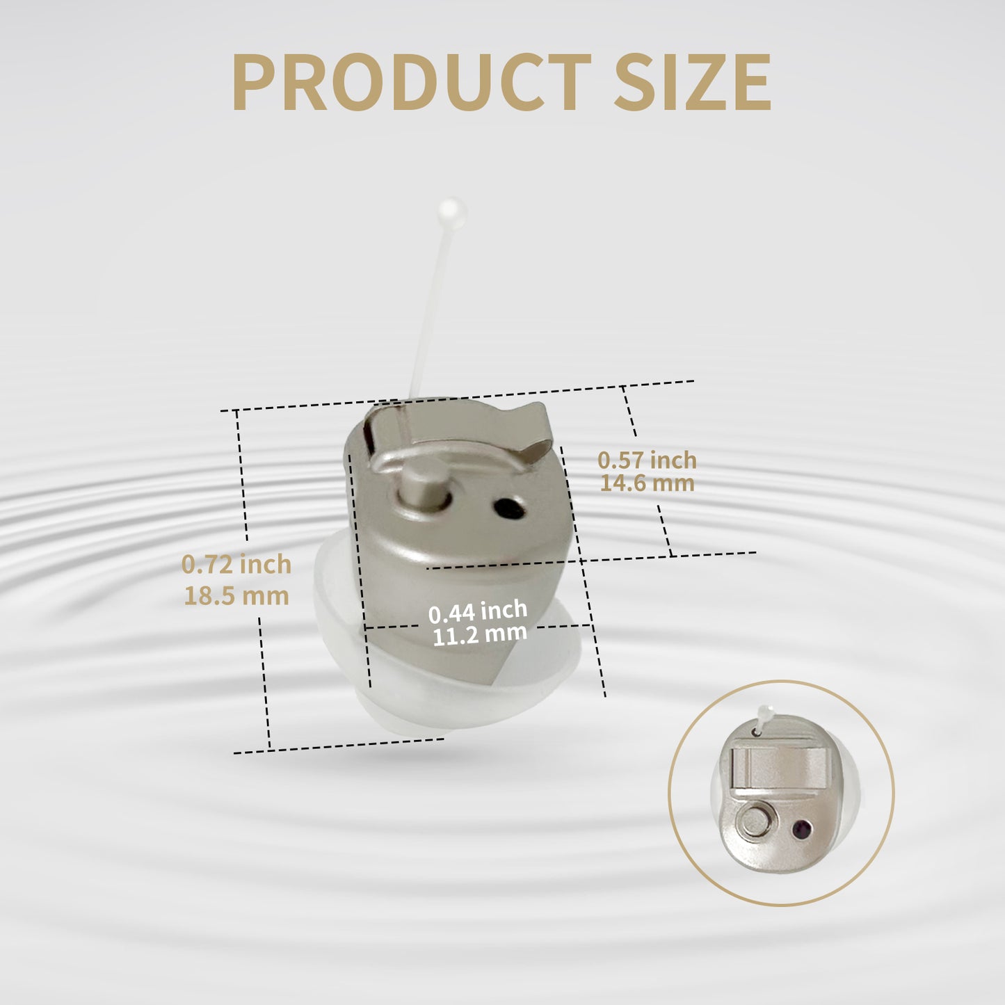 HIBRIQ VHP-603 Hearing Aid for Adults, Mini Invisible Hearing Amplifier with Smart Noise Reduction, Single, Gold