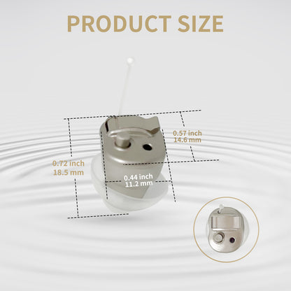 HIBRIQ VHP-603 Hearing Aid for Adults, Mini Invisible Hearing Amplifier with Smart Noise Reduction, Single, Gold