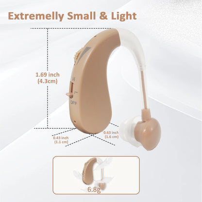 HIBRIQ VHP-1204 Hearing Aid for adults - Adjustable Noise Canceling Sound Amplifier for Adults with Hearing Loss - In-Ear Hearing Amplifier with Volume Control and Long-Lasting Lithium Battery.