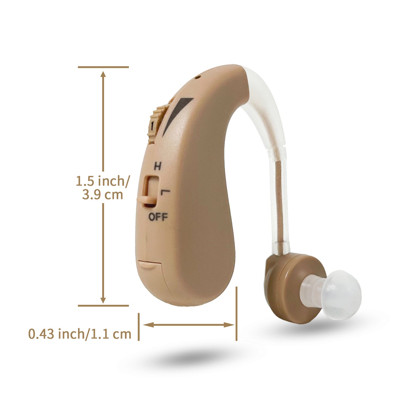HIBRIQ HAP-20T Hearing Aids for Adults, Hearing Amplifiers with Replaceable Battery, Binaural (Beige)