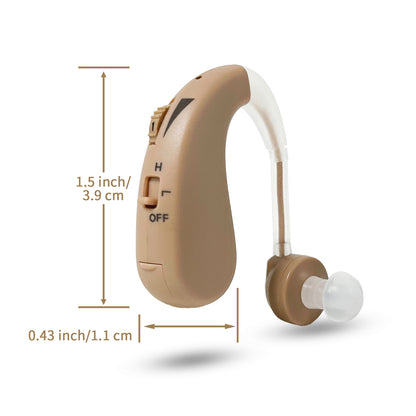 HIBRIQ HAP-20T Hearing Aids for Adults, Hearing Amplifiers with Replaceable Battery, Binaural (Beige)