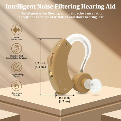 HIBRIQ HAP-20 Hearing Aid for Adults, Hearing Amplifier with Replaceable Battery, Single (Beige)