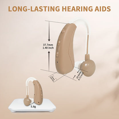 HIBRIQ VHP-1021 Rechargeable Hearing Aids, Hearing Device with 2 modes, Control with Button, Adjustable Volume Hearing Amplifiers for Adults, Portable Charging Cases Included. Beige.