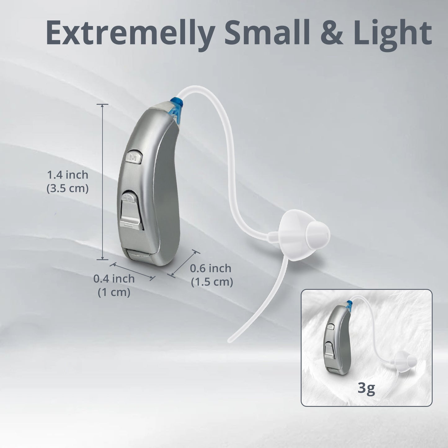 HIBRIQ VHP-702 Hearing Aids For Seniors, Adjustable Volume Control, Universal Fit In-Ear Design, Binaural, Gray.