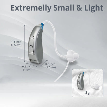 HIBRIQ VHP-702 Hearing Aids For Seniors, Adjustable Volume Control, Universal Fit In-Ear Design, Binaural, Gray.