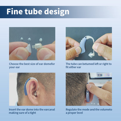 HIBRIQ VHP-1222 Advanced Hearing Aids for Adults, Rechargeable Hearing Amplifiers with Intelligent Noise Reduction, Adjustable Volume & Mode, Lightweight and Comfortable Design, Blue, Binaural