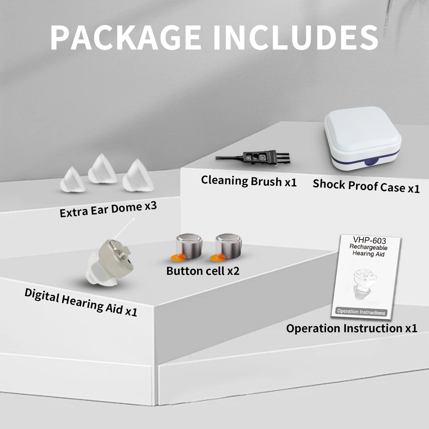 HIBRIQ VHP-603 Hearing Aid for Adults, Mini Invisible Hearing Amplifier with Smart Noise Reduction, Single, Gold