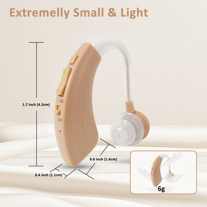 HIBRIQ VHP-1220 Binaural Hearing Aids for Adults, USB Rechargeable Sound Amplifiers with Adjustable Volume & Modes, Intelligent Noise Reduction Sound Devices, Beige