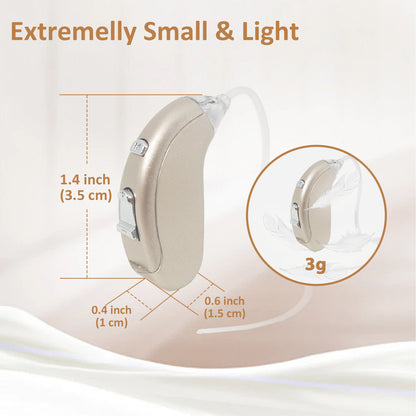 HIBRIQ VHP-702 Hearing Aid for Adults, Hearing Amplifier with Replaceable Battery, Single, Gold