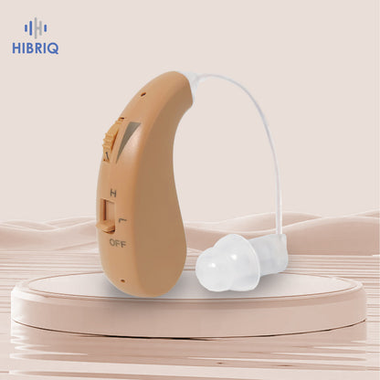 HIBRIQ VHP-1206 Single Rechargeable Hearing Aid, Adjustable Volume Sound Amplifier to Improve Adult Auditory Experience, Beige.