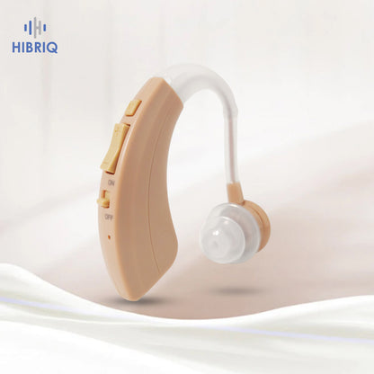 HIBRIQ VHP-1220 Single Hearing Aid for Adults, USB Rechargeable Sound Amplifier with Adjustable Volume & Modes, Intelligent Noise Reduction Sound Device, Beige