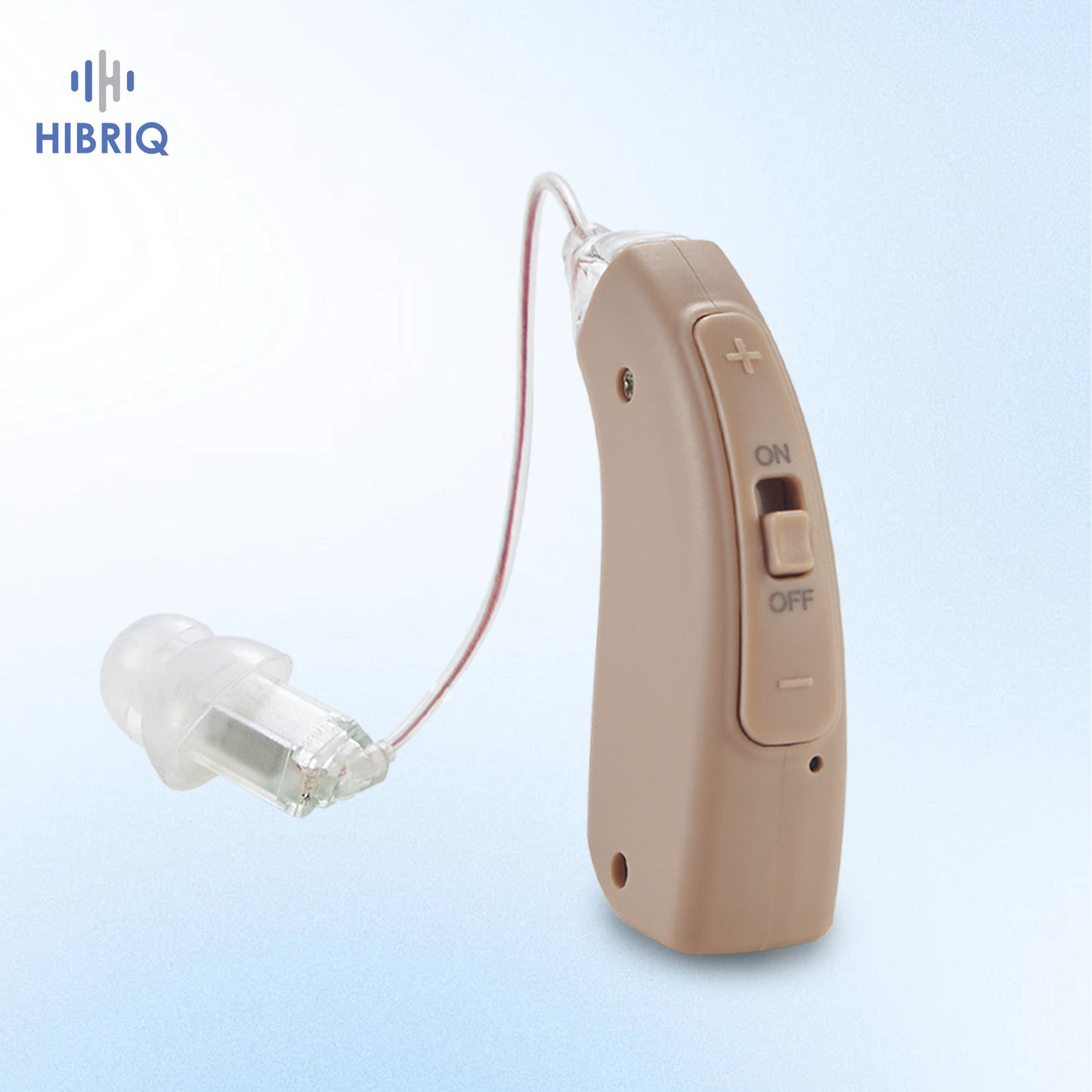 HIBRIQ VHP-1704 Single Hearing Aid, Rechargeable Hearing Amplifier for Adults, Sound Device with Comfortable Fit, Adjustable Volume, Beige