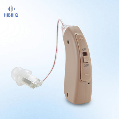 HIBRIQ VHP-1704 Single Hearing Aid, Rechargeable Hearing Amplifier for Adults, Sound Device with Comfortable Fit, Adjustable Volume, Beige