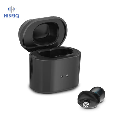 HIBRIQ VHP-1611 Hearing Aid, Daily Life Hearing Amplifier with Intelligent Noise Reduction, Adjustable Volume Sound Device, Includes Portable Charging Case, Black