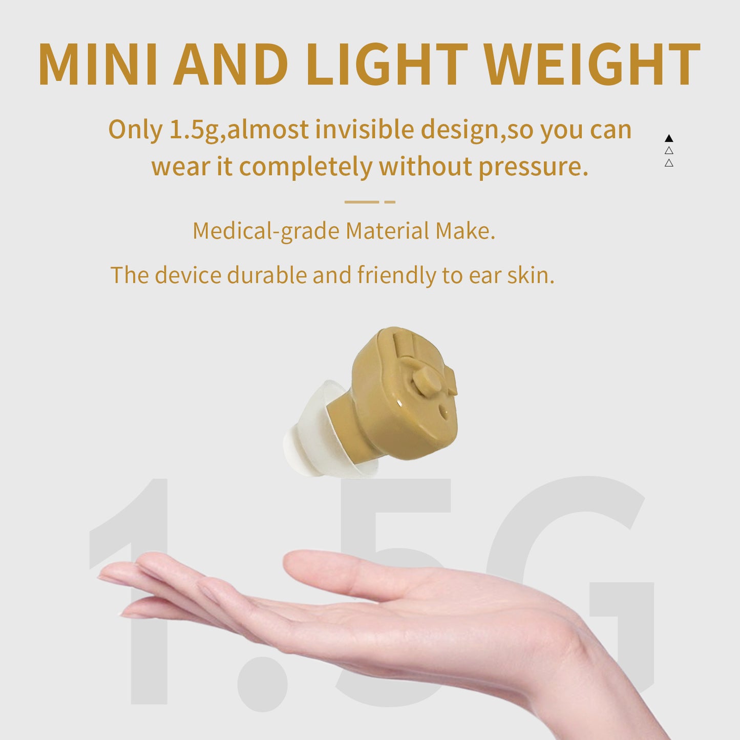 HIBRIQ VHP-603 Hearing Aids for Adults, Mini Invisible Hearing Amplifiers with Smart Noise Reduction, Binaural, Beige
