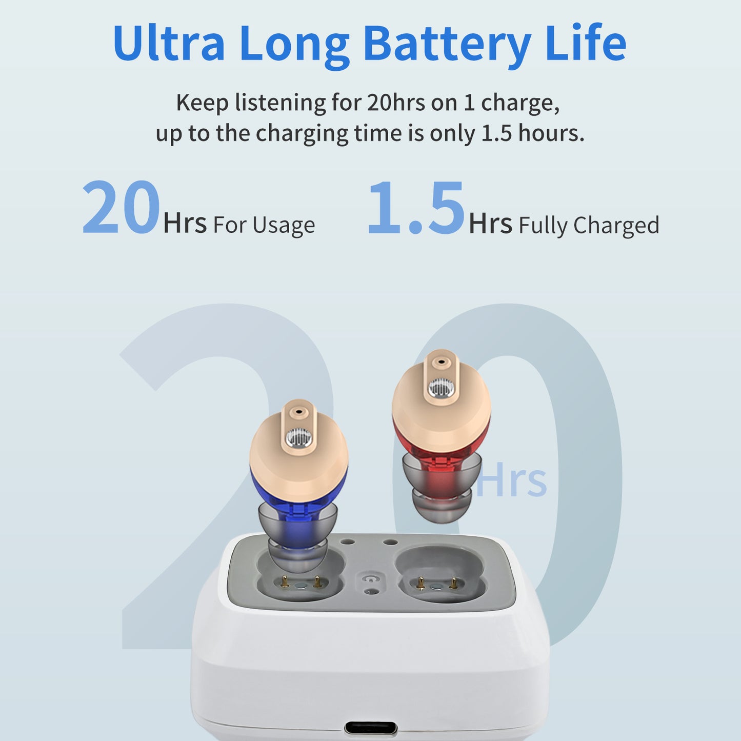 HIBRIQ VHP-1633 Hearing Aids, Rechargeable Hearing Amplifiers with Charging Dock, Binaural, 32-Channel True OTC Hearing Amplifier with Noise Cancellation, Comfortable Design, Beige
