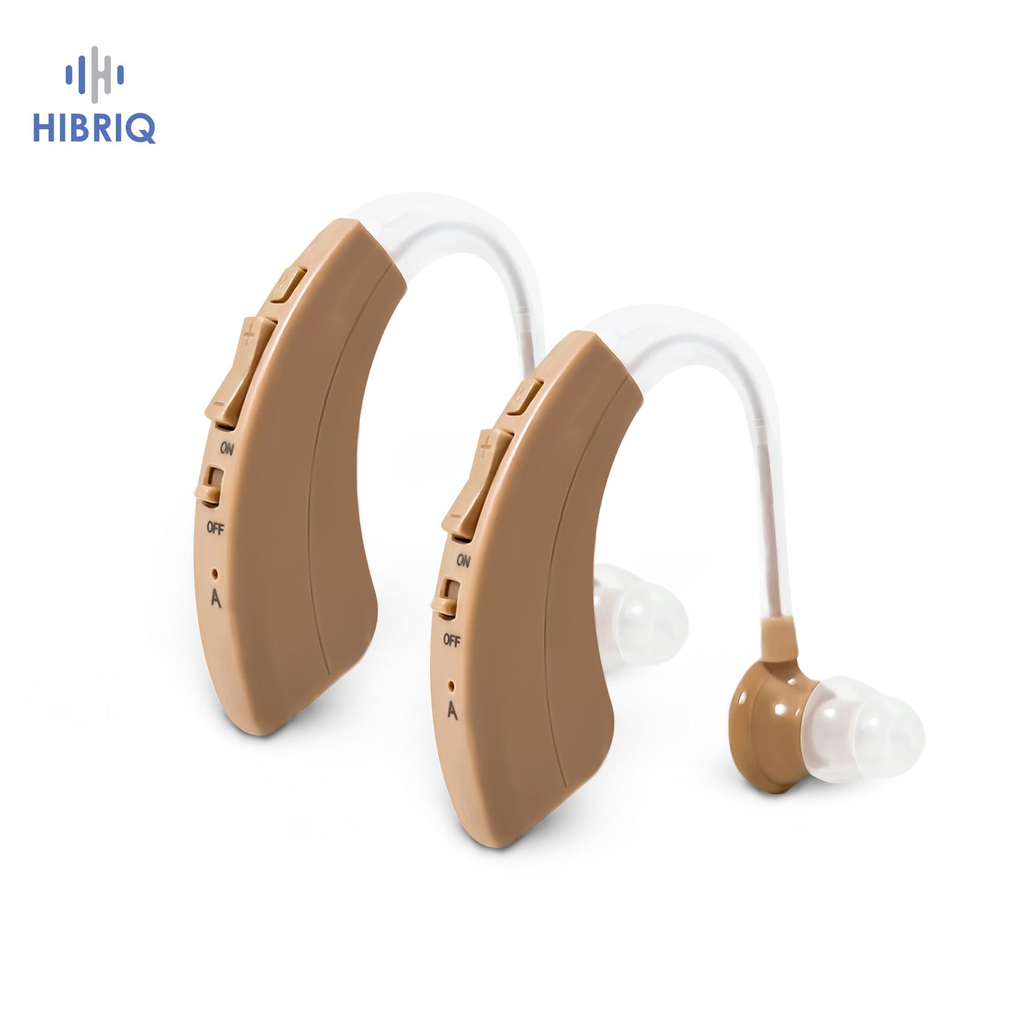 HIBRIQ VHP-1220AX Digital Hearing Aids for Adults, USB Rechargeable Sound Amplifiers with Adjustable Volume & Modes, Intelligent Noise Reduction Sound Devices, Beige, Binaural