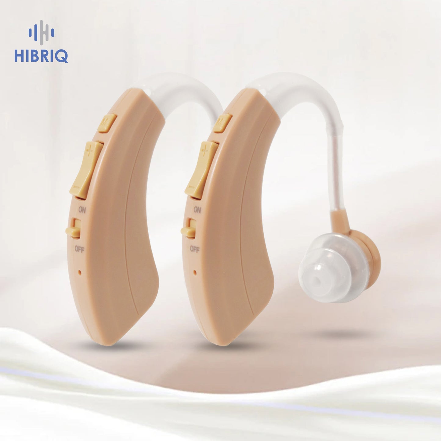 HIBRIQ VHP-1220 Binaural Hearing Aids for Adults, USB Rechargeable Sound Amplifiers with Adjustable Volume & Modes, Intelligent Noise Reduction Sound Devices, Beige